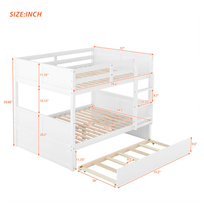 Full Over Full Bunk Bed with Twin Size Trundle, White ( old sku: LP000250AAK )