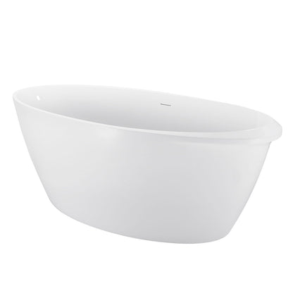 59" 100% Acrylic Freestanding Bathtub，Contemporary Soaking Tub，white Bathtub