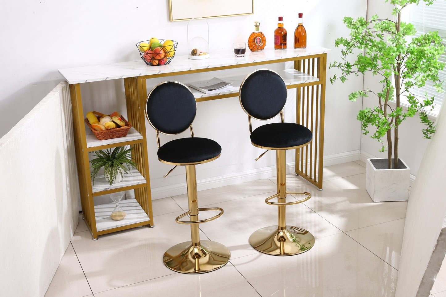 Bar Stools with Back and Footrest Counter Height Dining Chairs  2pcs/ctn