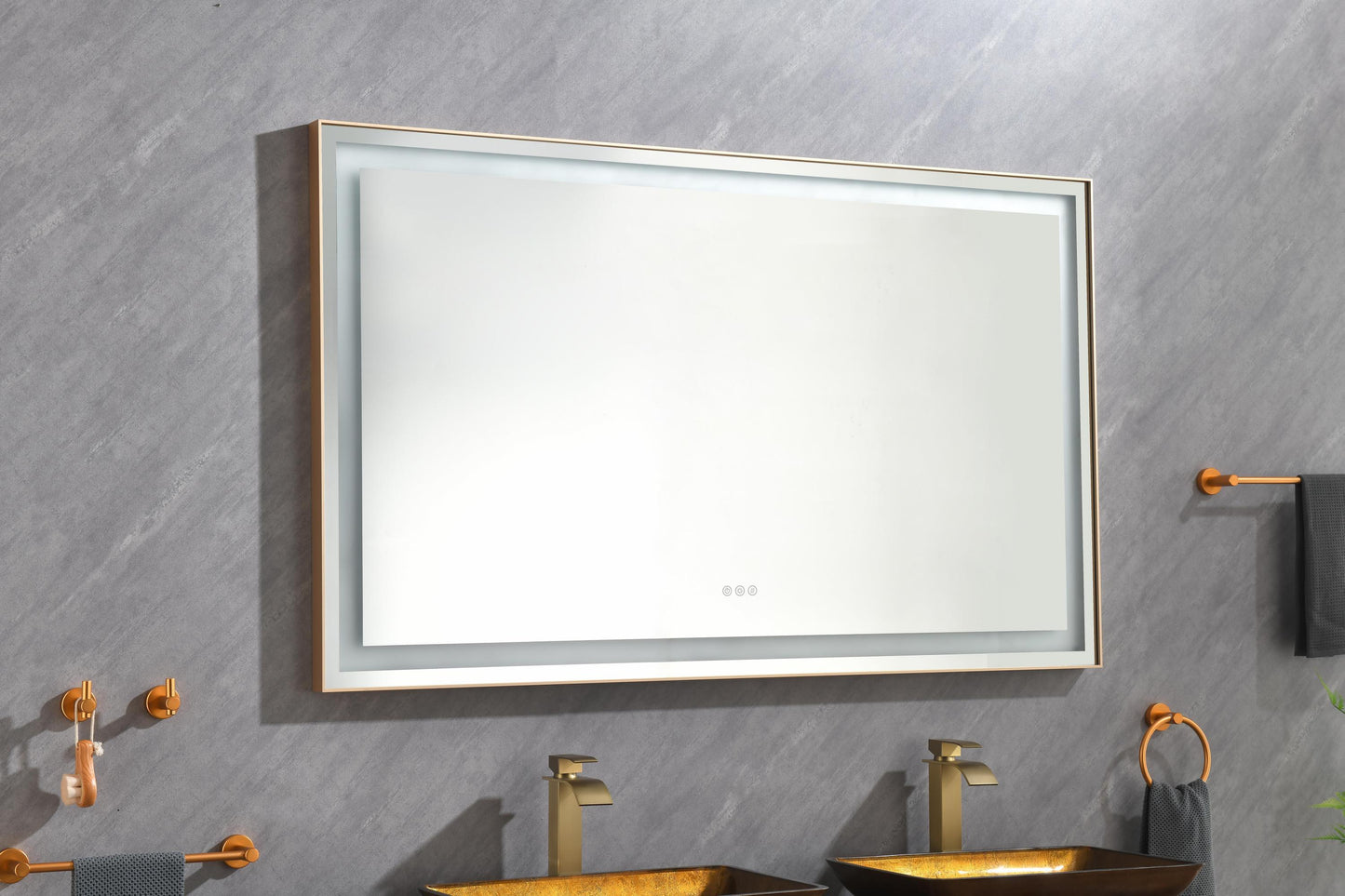 84*36 LED Lighted Bathroom Wall Mounted Mirror with High Lumen+Anti-Fog Separately Control