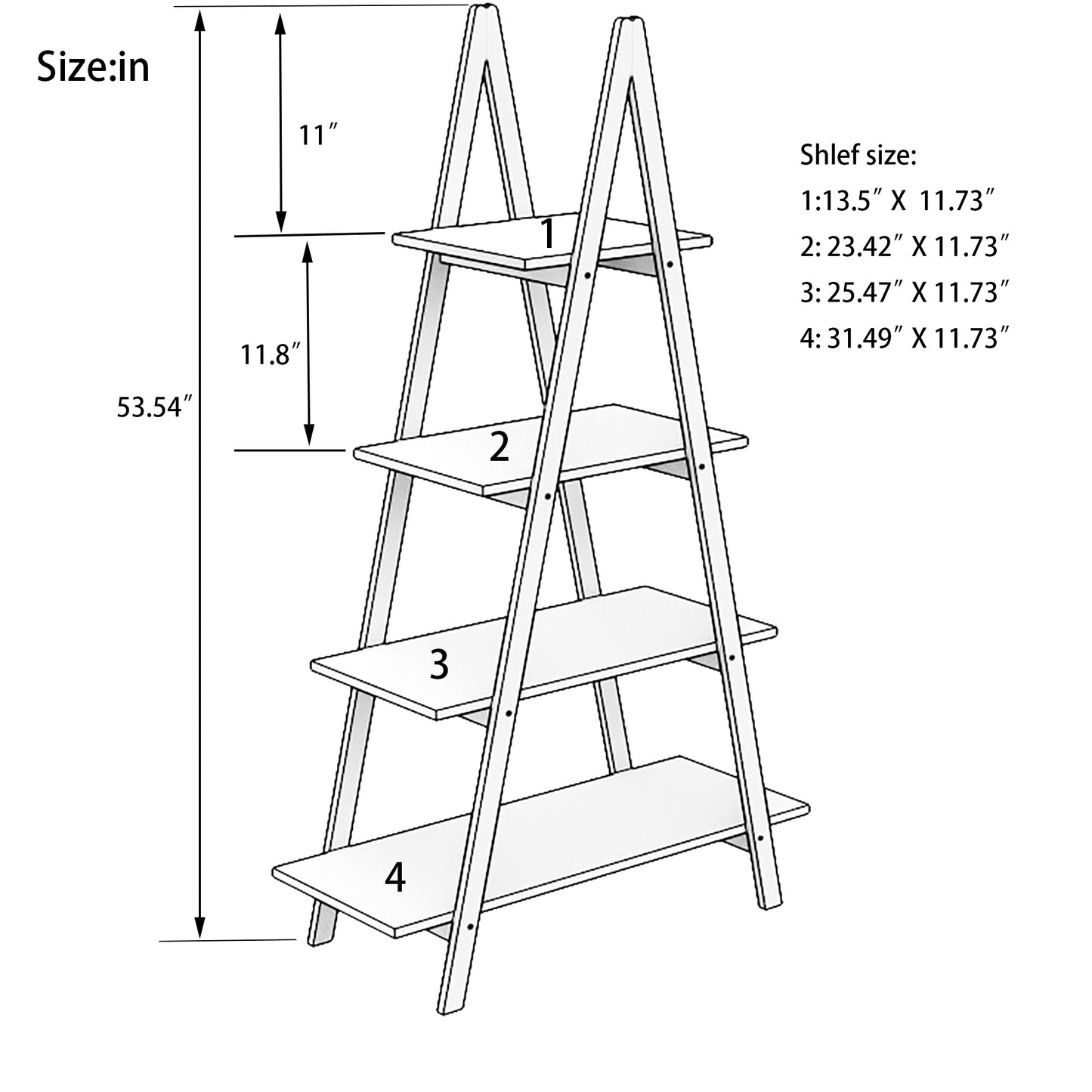Solid bamboo wood oxford “A”frame ladder display bookshelf