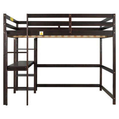 Full Loft Bed with Desk and Shelves,Espresso