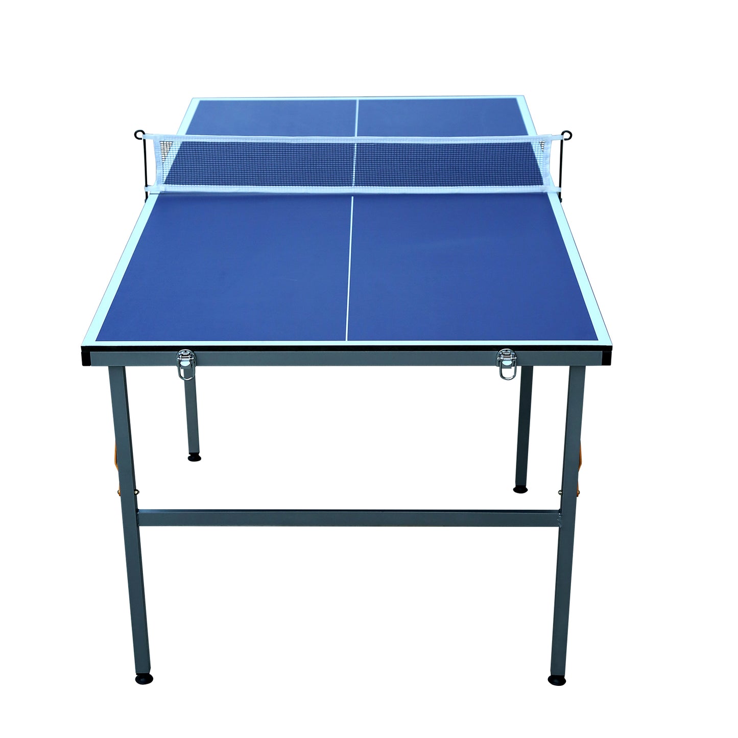 6ft Mid-Size Table Tennis Table Foldable & Portable Ping Pong Table Set for Indoor & Outdoor Games with Net, 2 Table Tennis Paddles and 3 Balls