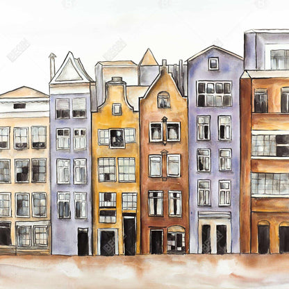 Amsterdam houses hotel - 32x32 Print on canvas