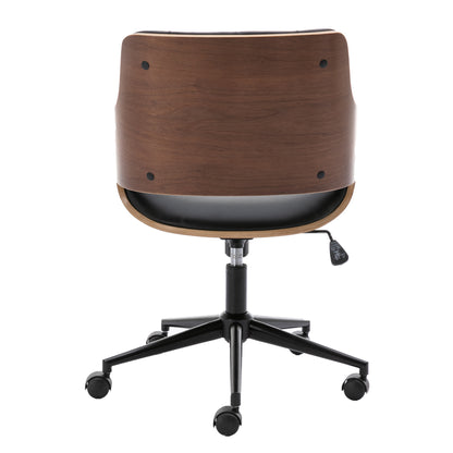 HengMing Bentwood Adjustable Office Chair , black PU Leather Upholstery and black foot