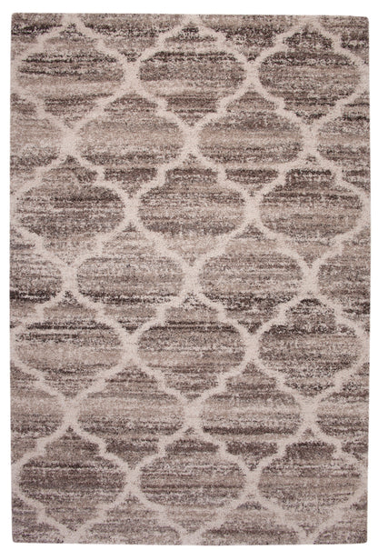 Trellis Ivory/Tan/Brown  Area Rug 5x8