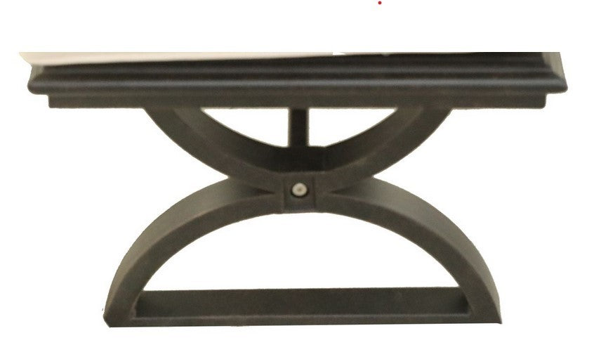 Outdoor Aluminum Dining Bench with Cushion, Dark Lava Bronze/Canvas Natural