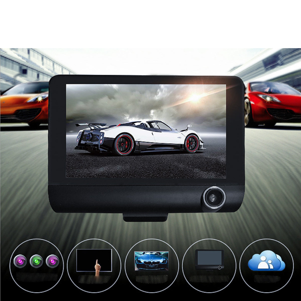 Safe Drive Dual Camera Car Dash Cam With Large Screen by VistaShops