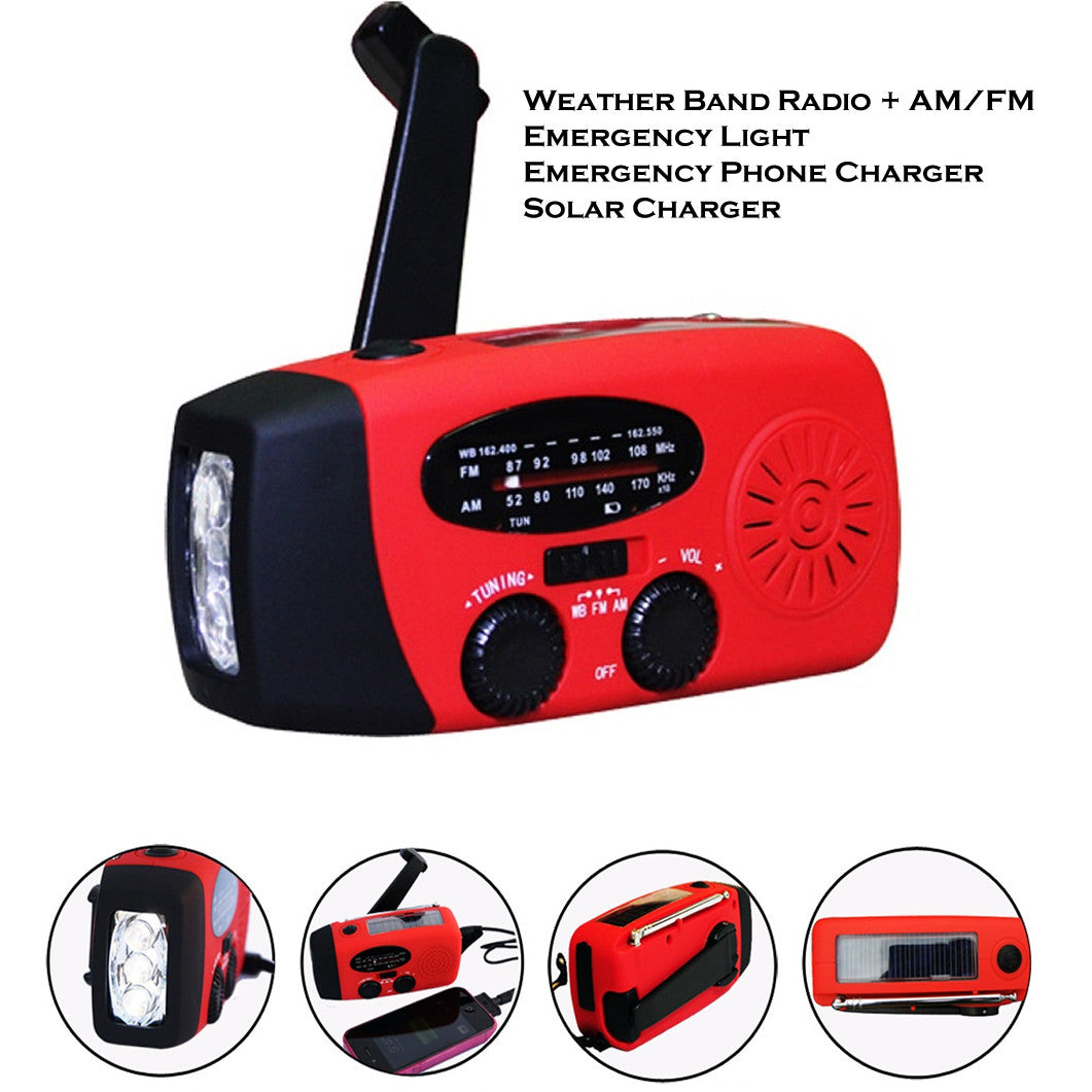 Storm Safe Emergency AM/FM/NOAA Weather Band Radio With Solar Flash Light And Built-in Phone Charger by VistaShops