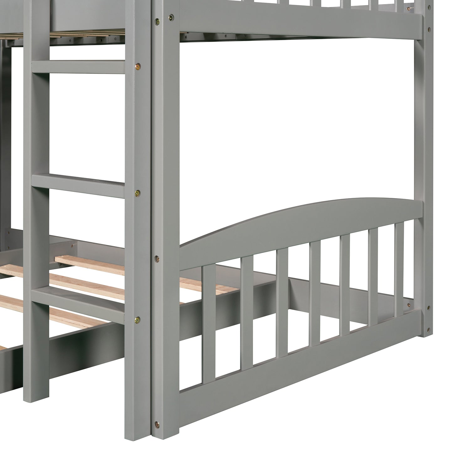 Twin Over Twin Bunk Bed with Slide, House Bed with Slide, Gray(OLD SKU: LP000214AAE)