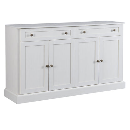 TREXM Kitchen Sideboard Storage Buffet Cabinet with 2 Drawers & 4 Doors Adjustable Shelves for Dining Room, Living Room (Antique White)