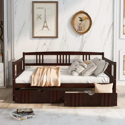 Full Size Daybed Wood Bed with Two Drawers,Espresso（OLD  SKU:LP000058AAP）