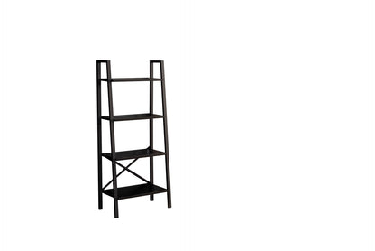 Leon 5 Tier Modern Ladder Bookshelf Organizers, Metal Frame Bookshelf for Small Spaces in Your Living Rooms, Office Furniture Bookcase, Black