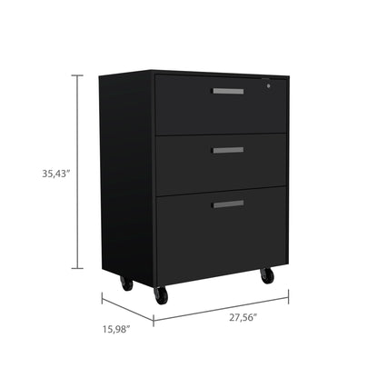 Medford 3-Drawer Rectangle Chest with Caster Black Wengue