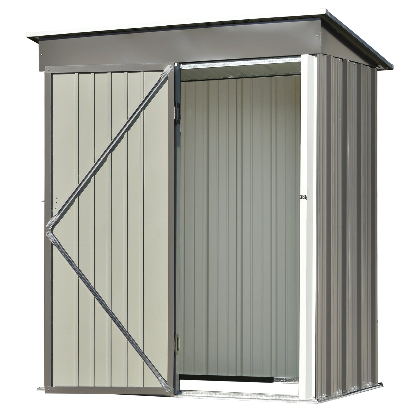 TOPMAX Patio 5ft Wx3ft. L Garden Shed, Metal Lean-to Storage Shed with Lockable Door, Tool Cabinet for Backyard, Lawn, Garden, Gray