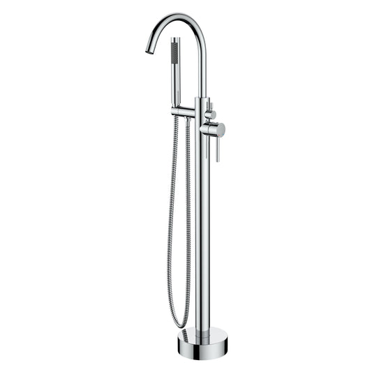 2 Spouts With Hand Shower Double Handle Floor Mounted Clawfoot Freestanding Faucet, Tub Faucet,Chrmoe