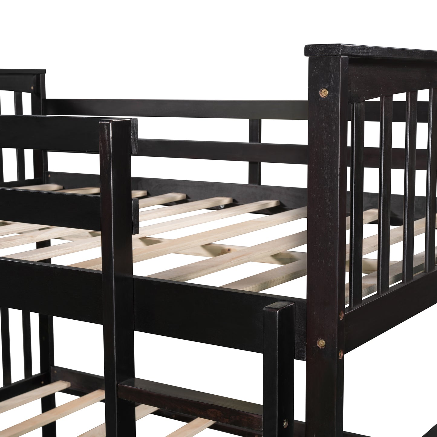 Full over Full Bunk Bed with Ladder for Bedroom, Guest Room Furniture-Espresso(OLD SKU :LP000203AAP)