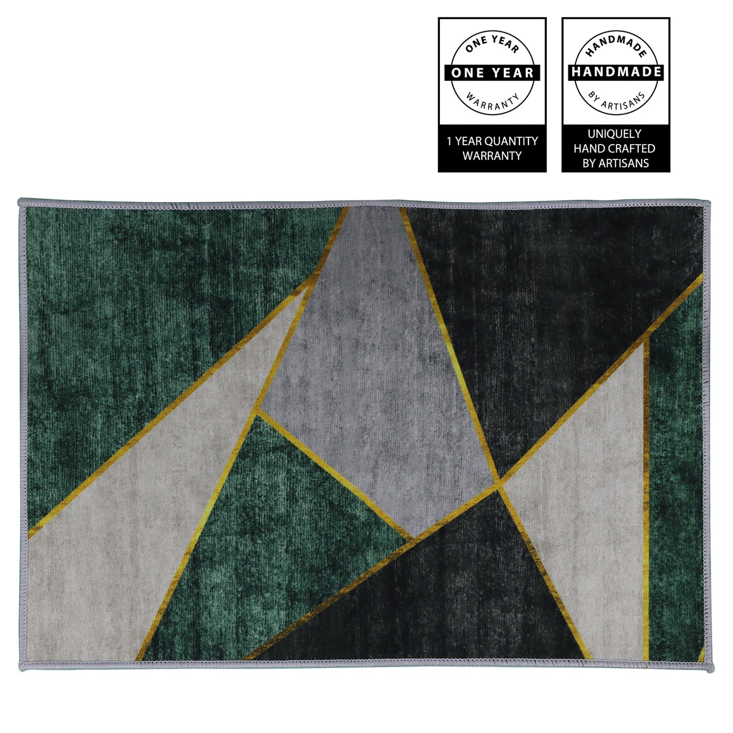 Casual Geometric Cotton Area Rug，Modern Abstract Geometric Shapes Accent Outdoor Rug 4ft x 5.3ft for Patio Bedrooms, Dining Rooms, Living Rooms Light Grey /Green