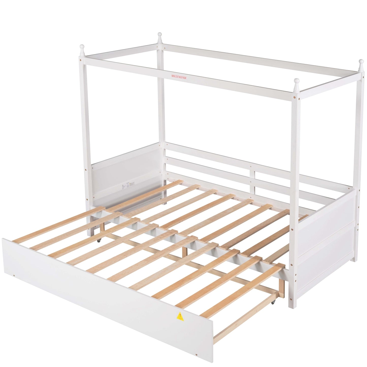 Twin Size Canopy Daybed or Pull-out Platform Bed, White