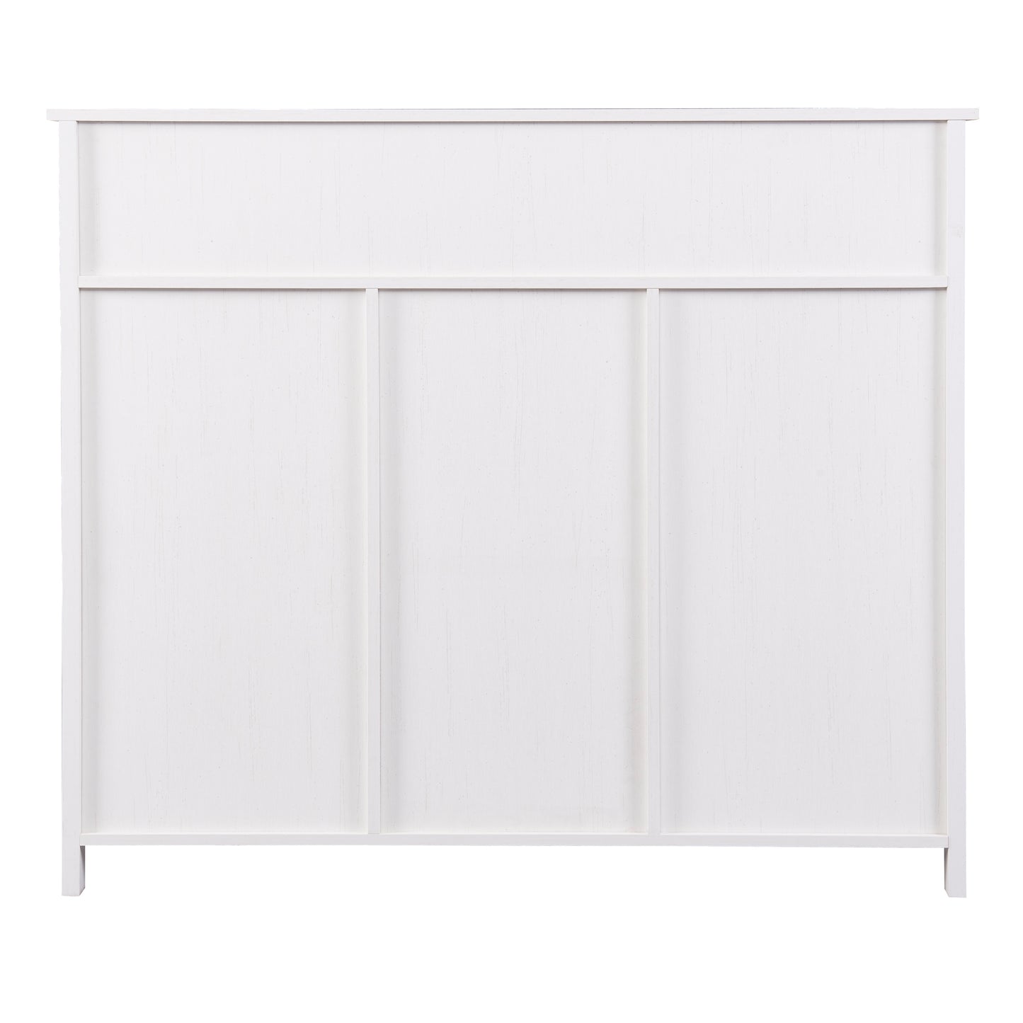 TREXM Retro Sideboard Multifunctional Kitchen Buffet Cabinet with Wine Rack, Drawer and Adjustable Shelves for Dining Room, Living Room (Antique White)