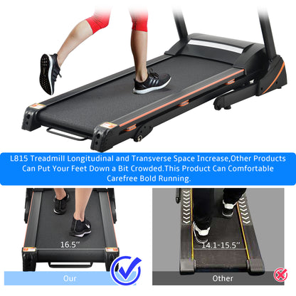 Folding Electric 3.5HP Treadmill With Incline Medium Running Machine Motorised LCD Gym 330lbs； Folding Treadmill Electric Motorized Power 14.8KM/H Running Fitness Machine Gym(W54031811)