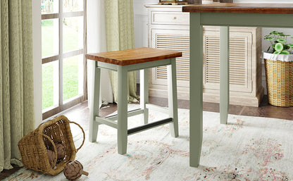 TOPMAX Farmhouse Rustic 4-Piece Wood Dining Stools Set, Counter Height Dining Stools, Green