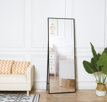 Full Length Mirror Standing Black 65’’x22’’ for Bedroom with Aluminum Frame, Large Full Body Floor Mirror Wall Hanging or Leaning Modern Decor for Dressing, Living Room, Entryway or Dorm