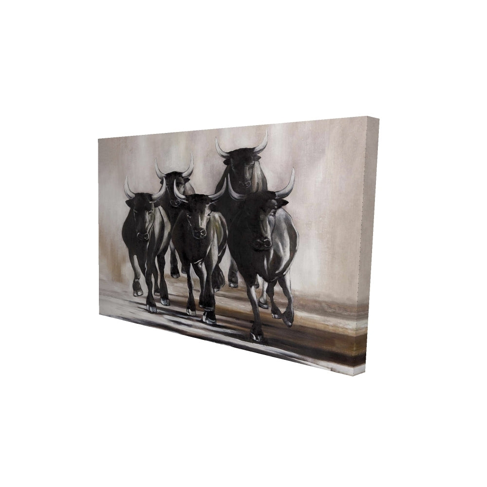 Group of running bulls - 20x30 Print on canvas