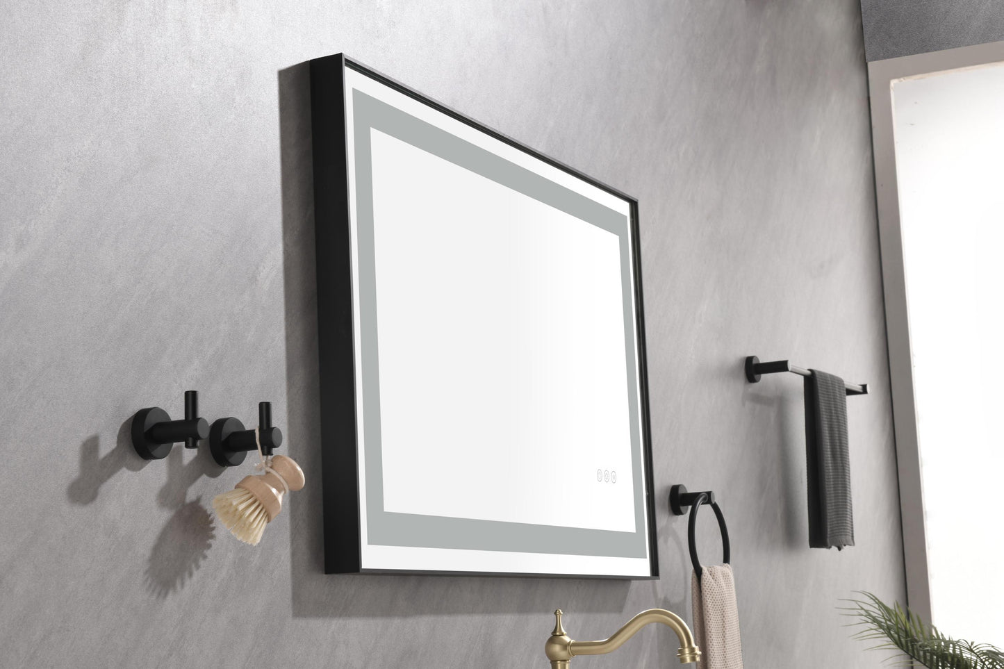 LED Lighted Bathroom Wall Mounted Mirror with High Lumen+Anti-Fog Separately Control