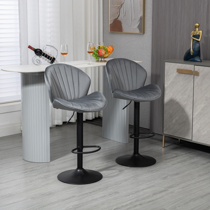 Bar Stools Set of 2 - Adjustable Barstools with Back and Footrest, Counter Height Bar Chairs for Kitchen, Pub -Grey