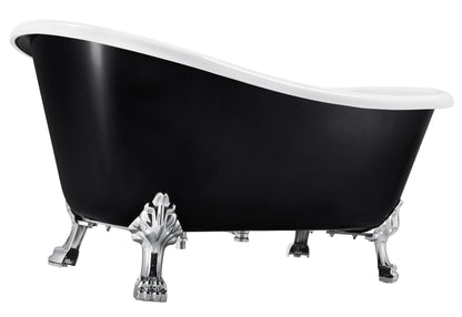 67" 100% Acrylic Freestanding Bathtub，Contemporary Soaking Tub，white inside black outside