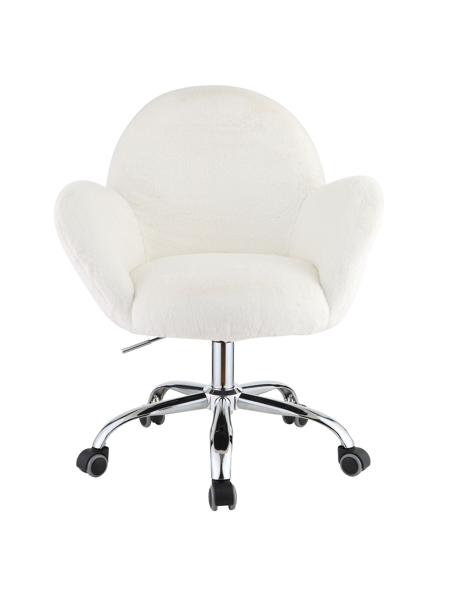 ACME Jago Office Chair in White Lapin & Chrome Finish OF00119