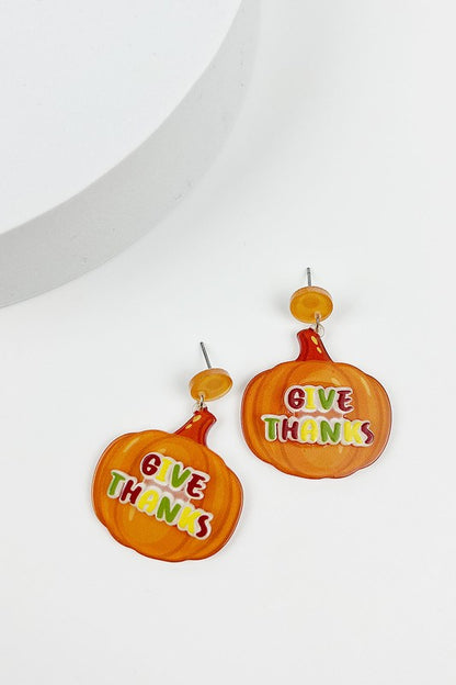 PUMPKIN ACRYLIC PRINTING EARRINGS