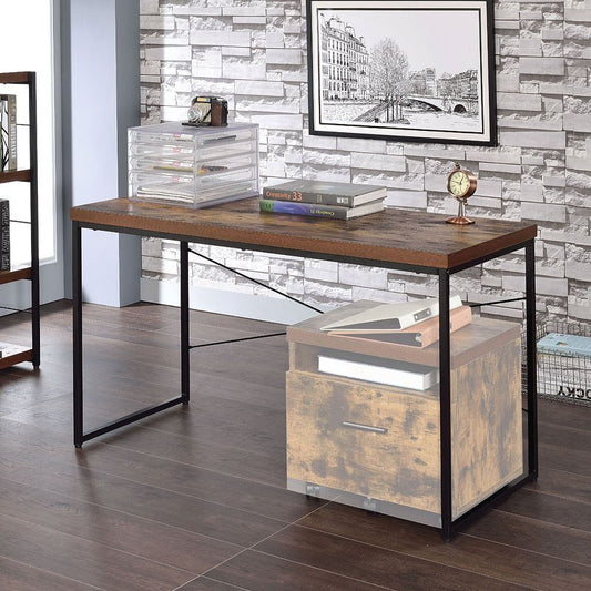 ACME Bob Desk in Weathered Oak & Black 92396