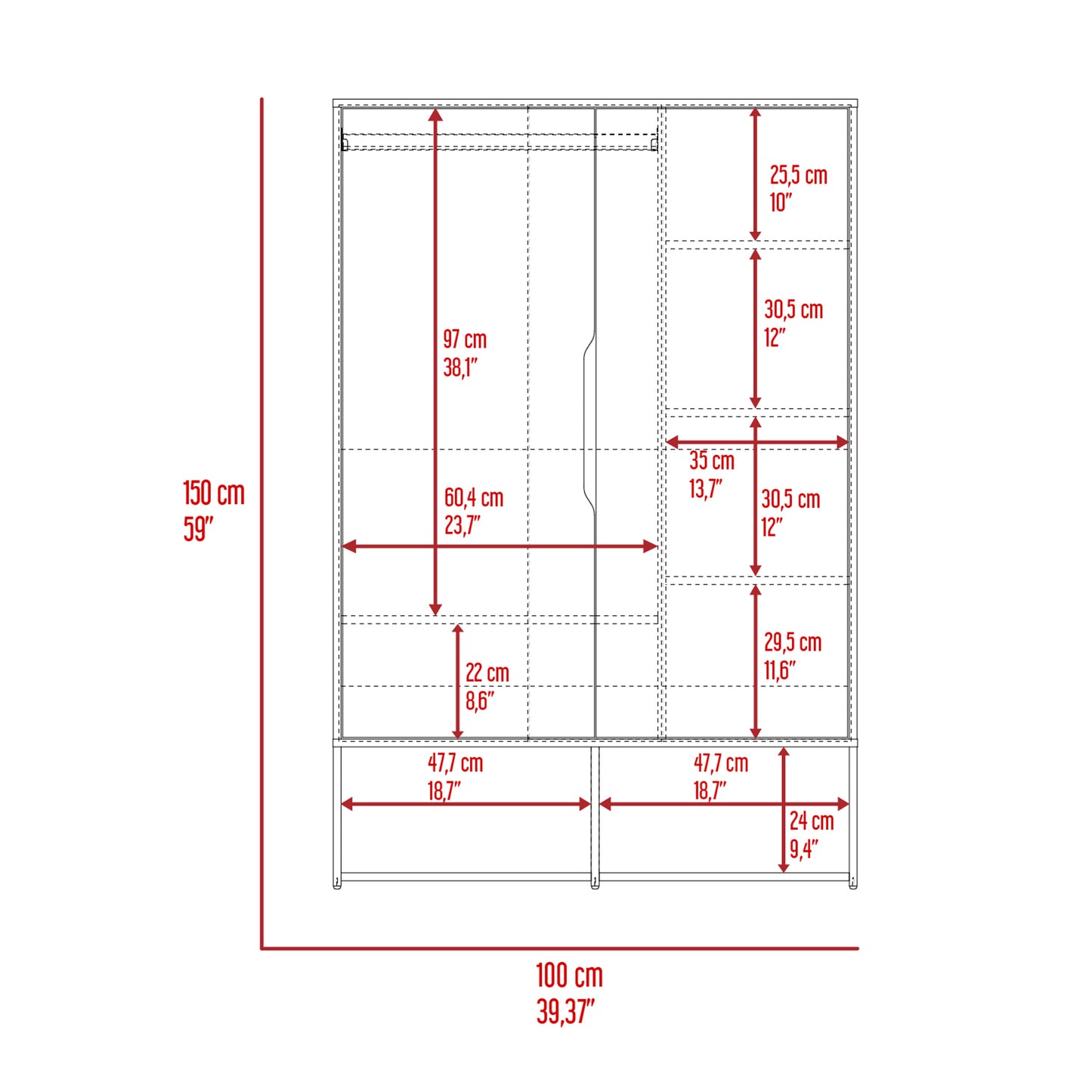 Logan 2-Shelf Armoire Light Oak and White