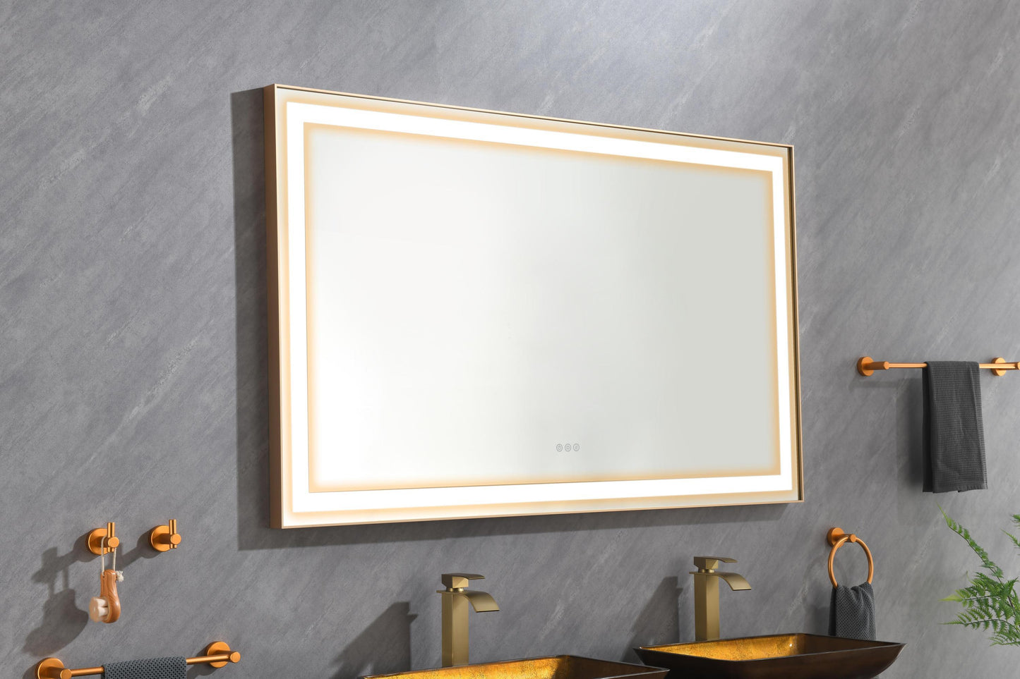 84*36 LED Lighted Bathroom Wall Mounted Mirror with High Lumen+Anti-Fog Separately Control