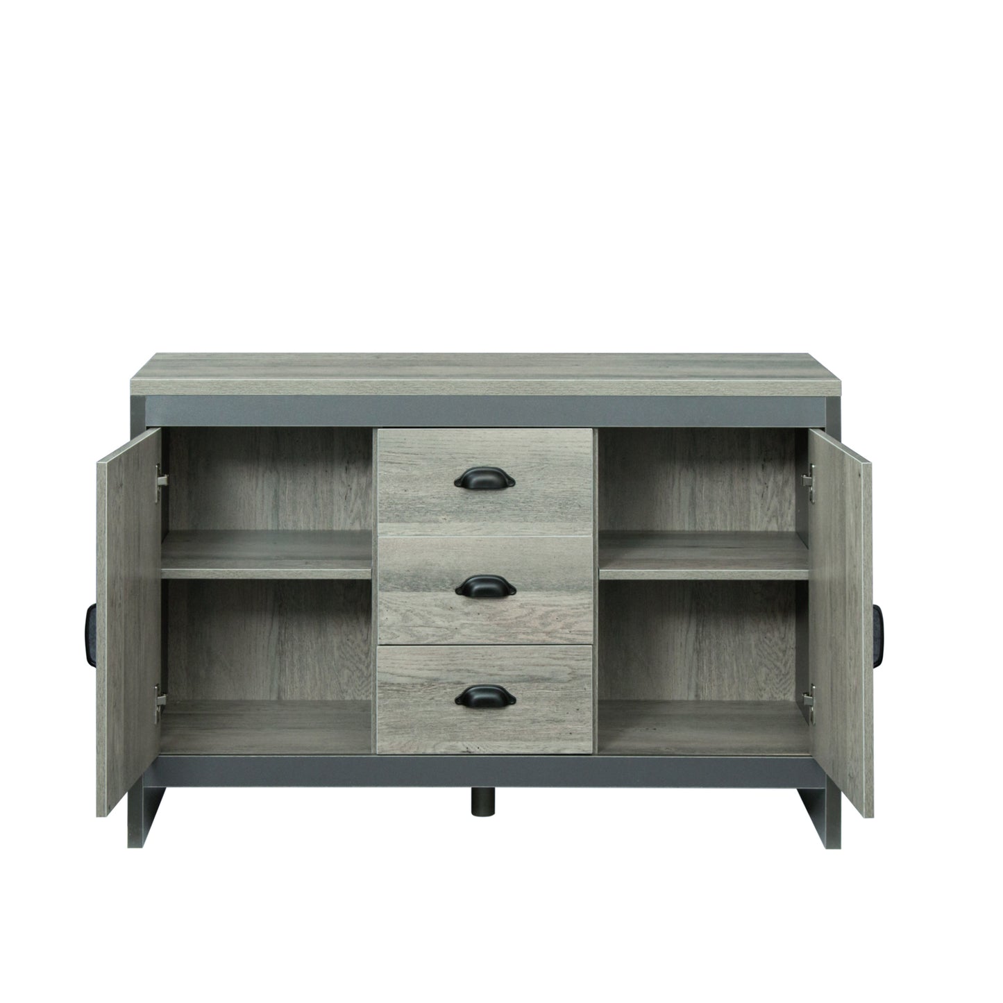 Side cabinet for dining room, kitchen, double doors with drawers