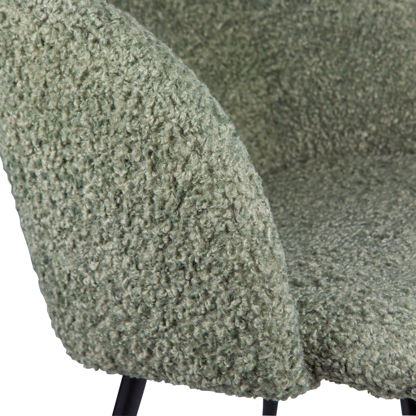 Upholstered teddy faux fur dining armrest chair set of 2 (Grey)