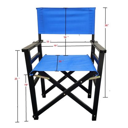 Folding Chair Wooden Director Chair Canvas Folding Chair  Folding Chair  2pcs/set   populus + Canvas (Color : Blue)