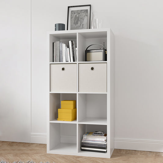 Smart Cube 8-Cube Organizer Storage with Opened Back Shelves,2 X 4 Cube Bookcase Book Shleves for Home, Office (White)