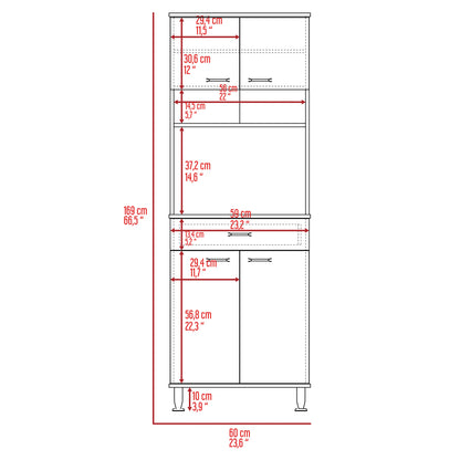 Santa Maria 1-Drawer 1-Shelf Area Pantry with Adjustable Metal Legs Smokey Oak