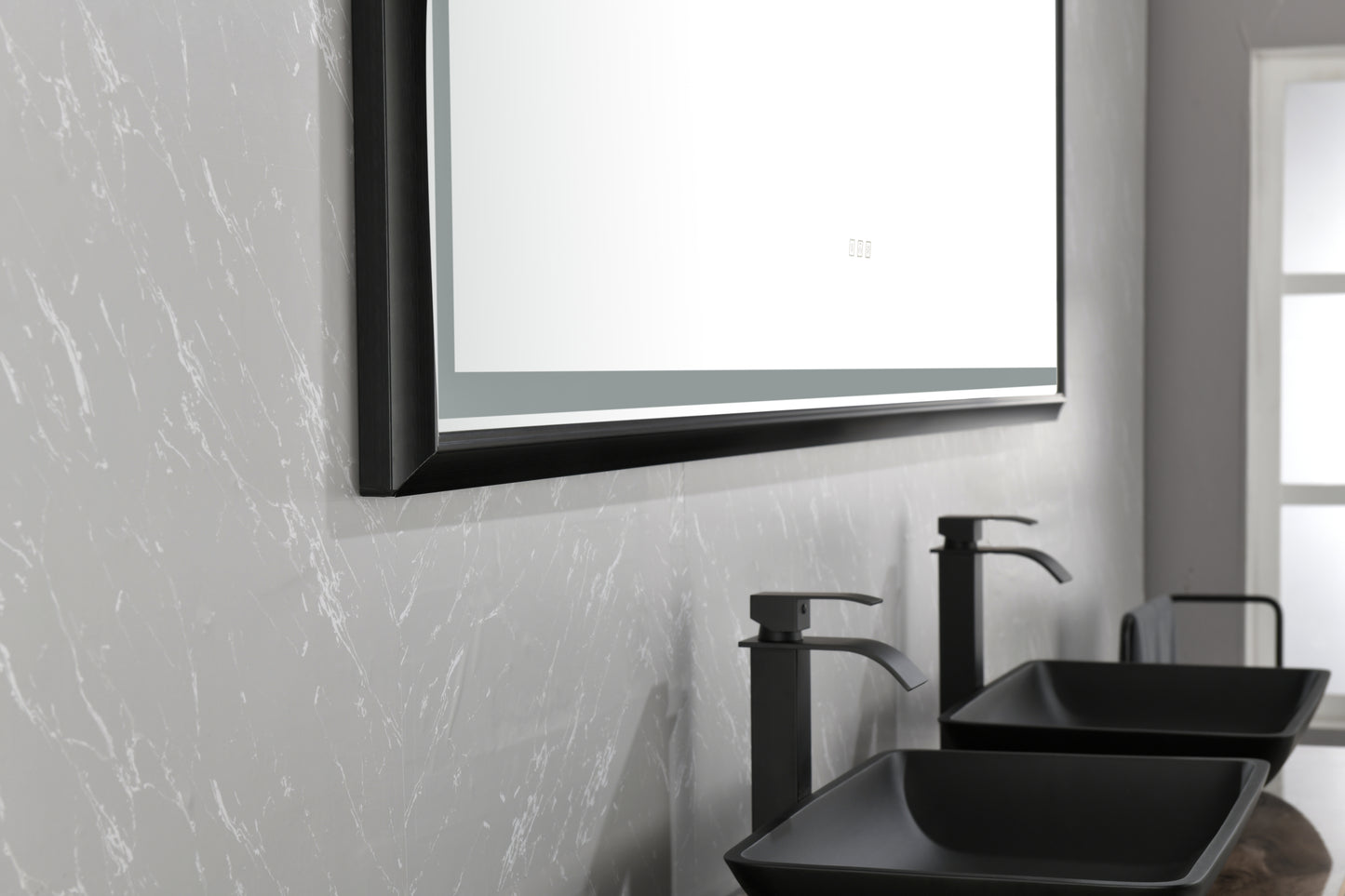 Super Bright Led Bathroom Mirror with Lights,  Lighted Vanity Mirrors for Wall, 
Anti Fog Dimmable 
with 2Pack ， Matte Shell Glass Rectangular Vessel Bathroom Sink in Black with Faucet and Pop-Up