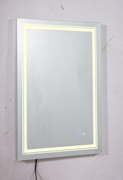 32*24 LED Lighted Bathroom Wall Mounted Mirror with High Lumen+Anti-Fog Separately Control+Dimmer Function