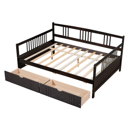 Full Size Daybed Wood Bed with Two Drawers,Espresso（OLD  SKU:LP000058AAP）