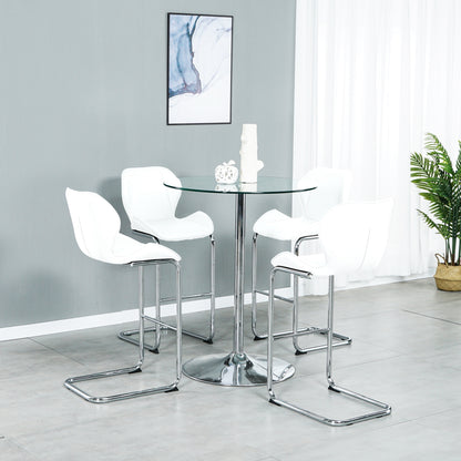 Bar chair modern design for dining and kitchen barstool with metal legs set of 4 (White)