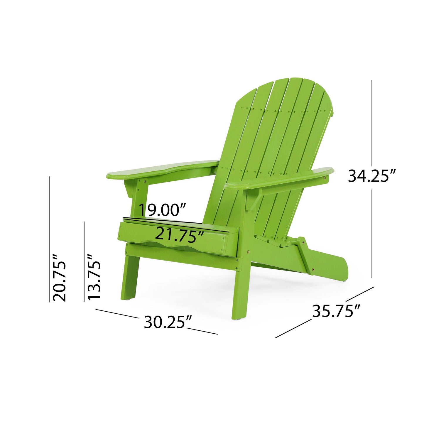 Cartagena Outdoor Acacia Wood  Light Green Adirondack   Chair