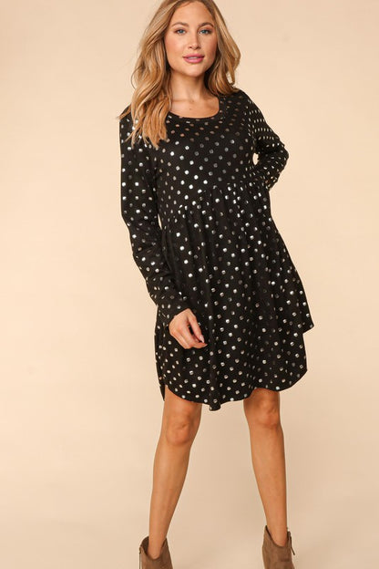 PLUS DOT FOIL BABYDOLL HACCI KNIT DRESS