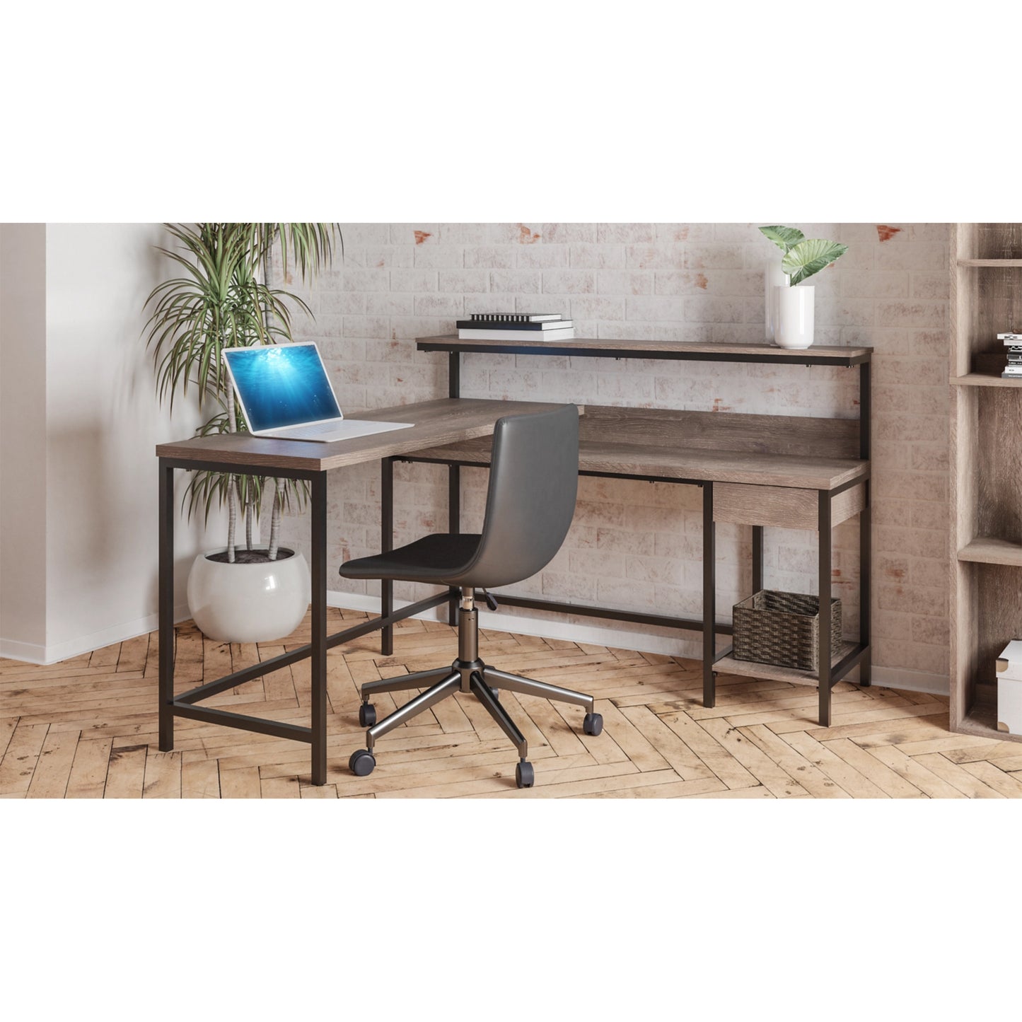 Ashley Arlenbry Contemporary Home Office L-Desk with Storage H275-24