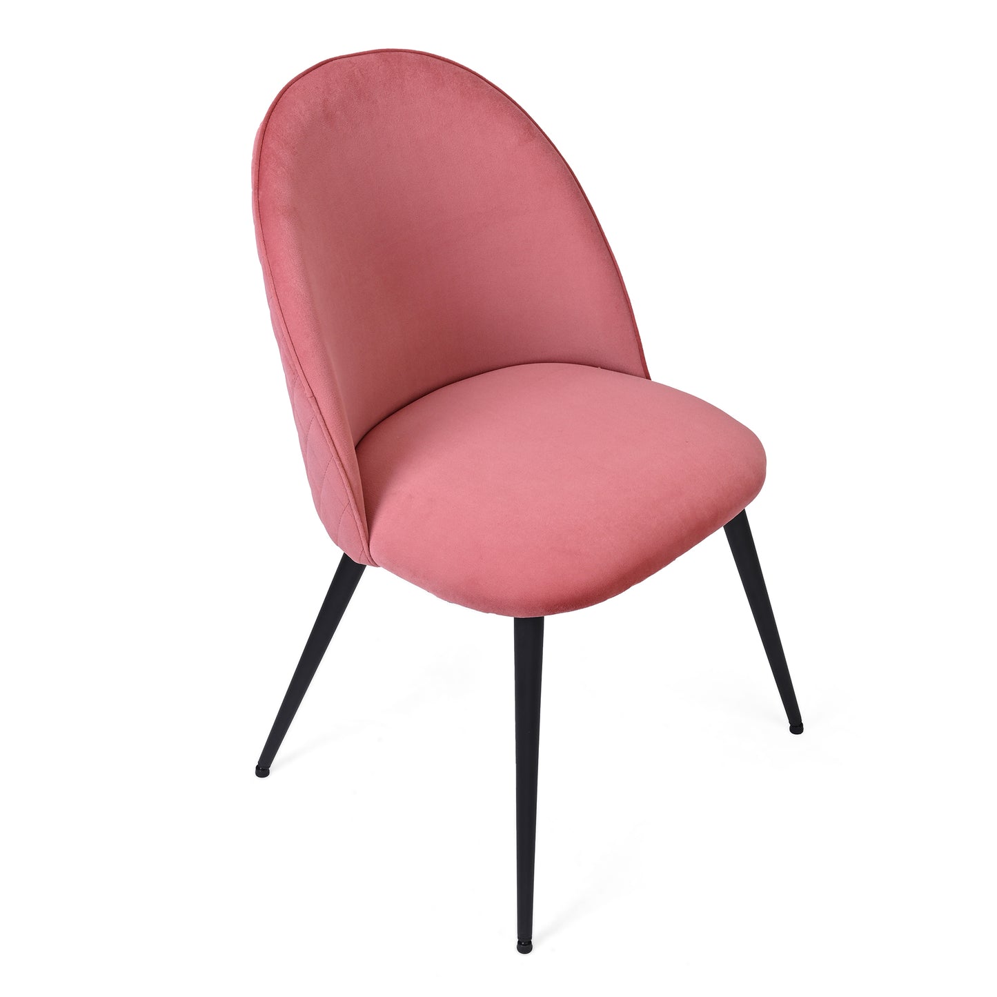 Dining Chair, Pink Velvet, Metal Black legs, Set of 4 Side Chairs