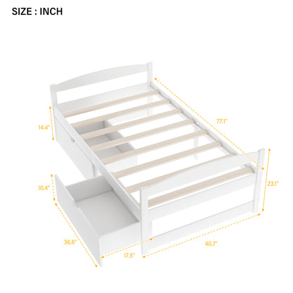 Twin size platform bed, with two drawers, white（New）